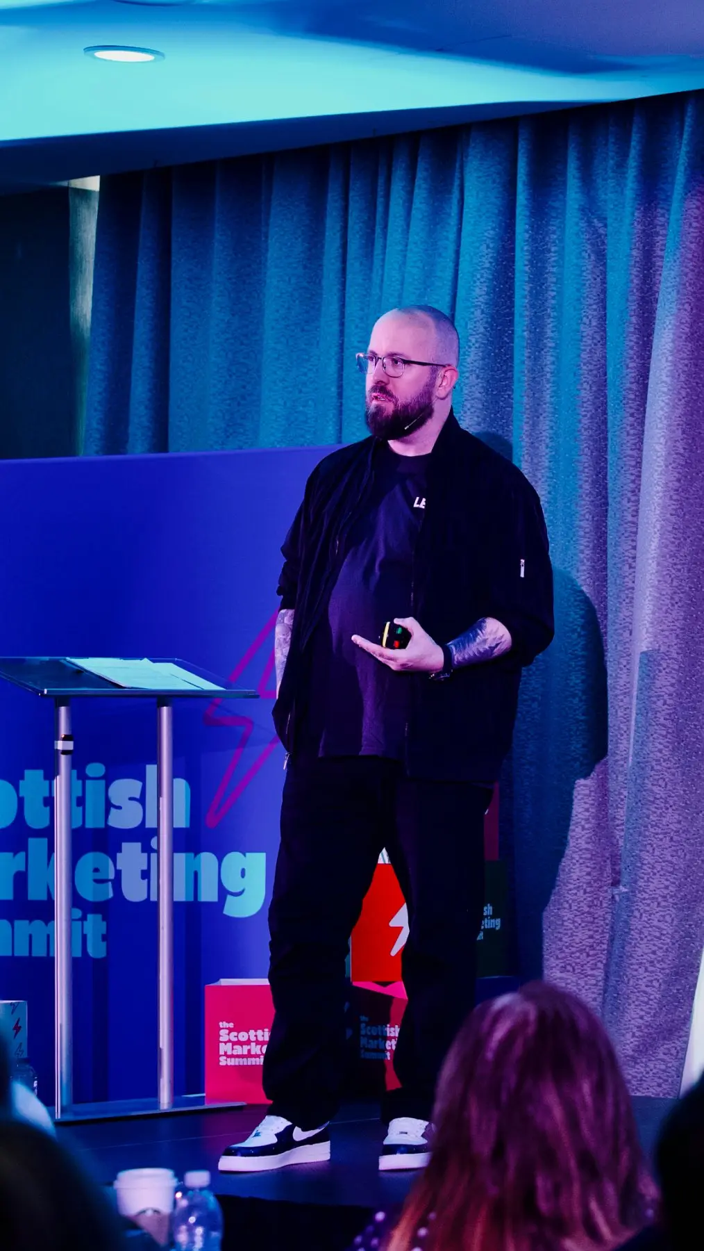 Joel Stone on stage at the Scottish Marketing Summit
